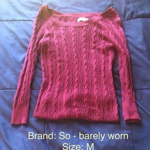 Long sleeve mesh burgundy top